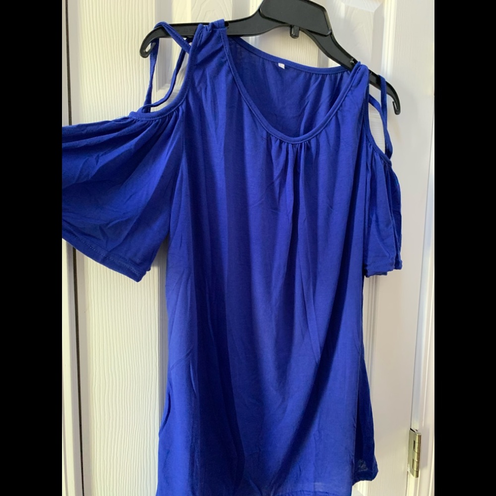 NWOT Royal blue L XL XXL open shoulder top